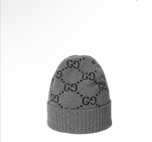 GG CASHMERE BEANIE- GREY/BLACK
