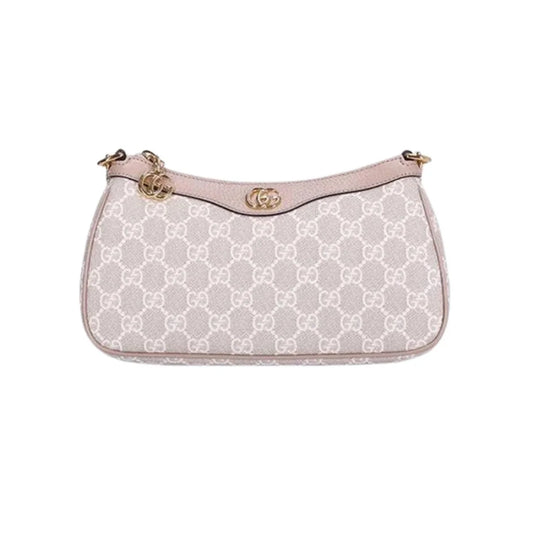 GUCCI OPHIDIA GG TEXTURED SHOULDER BAG - CREAM