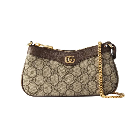 GUCCI OPHIDIA GG TEXTURED SHOULDER BAG - BROWN