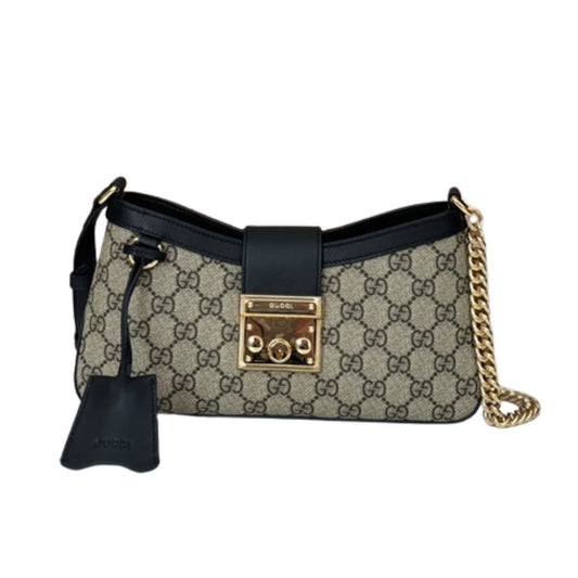 GUCCI OPHIDIA PADLOCK SMALL SHOULDER BAG - BLACK