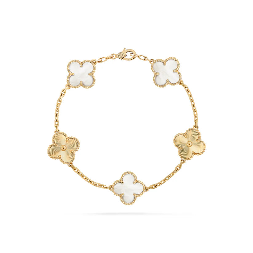 VAN CLEEF VINTAGE ALHAMBRA BRACELET - GOLD/WHITE/GOLD
