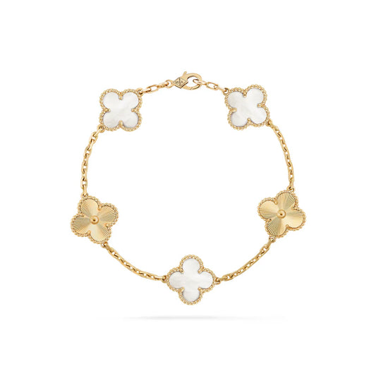 VAN CLEEF VINTAGE ALHAMBRA BRACELET - GOLD/WHITE/GOLD