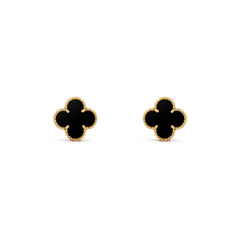 VAN CLEEF VINTAGE ALHAMBRA EARSTUDS - GOLD/BLACK
