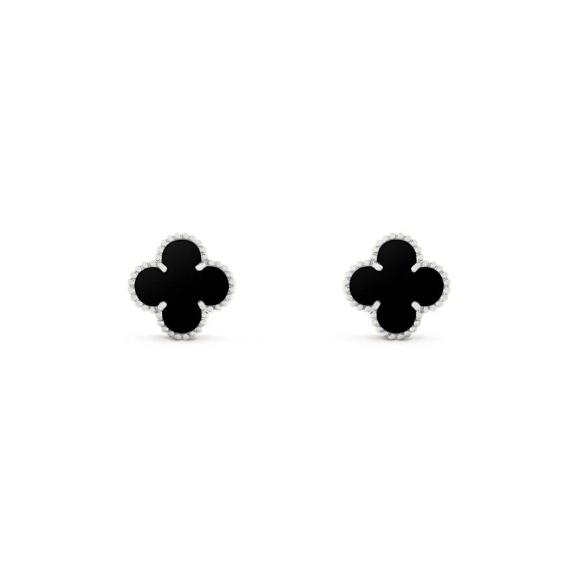 VAN CLEEF VINTAGE ALHAMBRA EARSTUDS - SILVER/BLACK