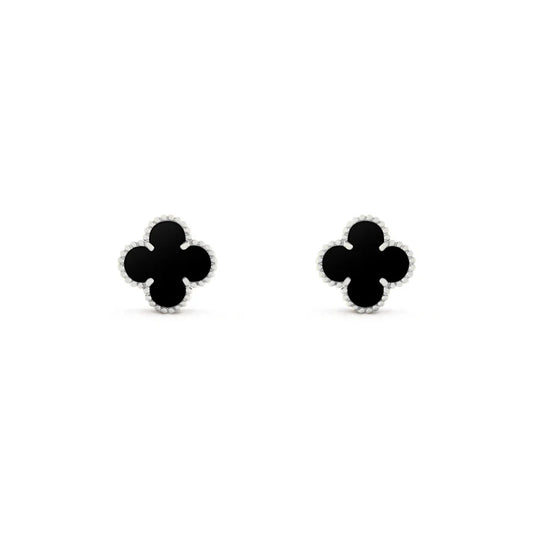 VAN CLEEF VINTAGE ALHAMBRA EARSTUDS - SILVER/BLACK